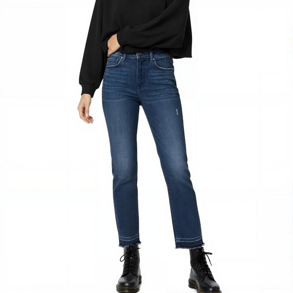 Express Straight Super High Rise Jeans Frayed Faded Black 8 29 (waist)